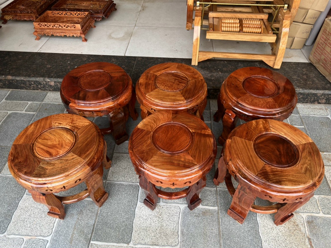 Đôn tròn gỗ hương cao cấp cao 30cm mặt 30cm