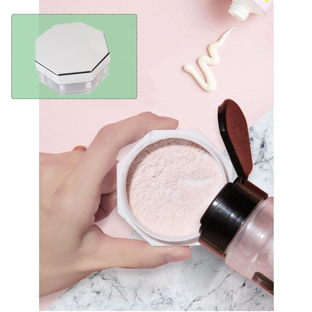 2x10g Empty Loose Powder Case Facial Blusher Container Jar with Sifter & Puff