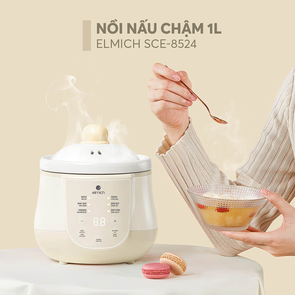 [NEW] Nồi nấu chậm, nấu cháo, chưng yến 1L Elmich SCE-8524OL - Hàng Chính Hãng