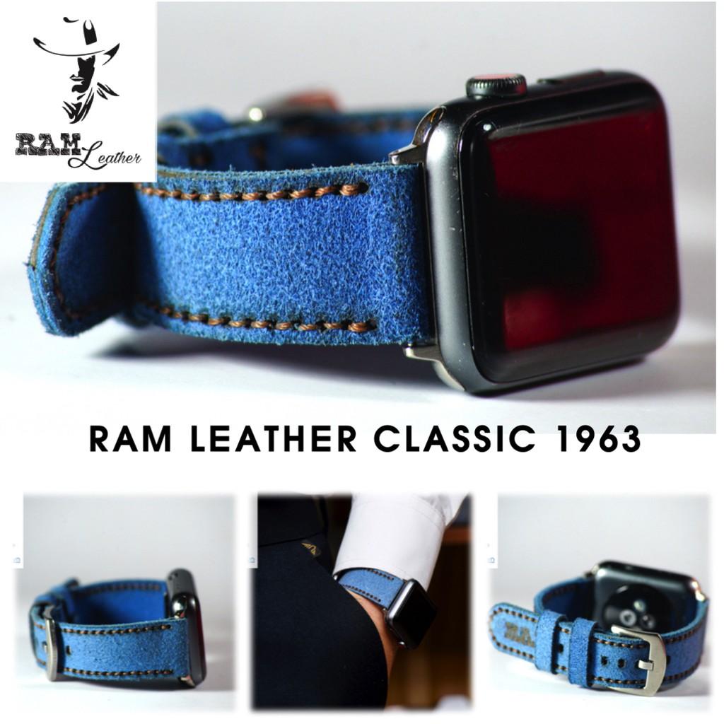 Dây đồng hồ RAM Leather cho apple watch da lộn xanh coban - RAM classic 1963