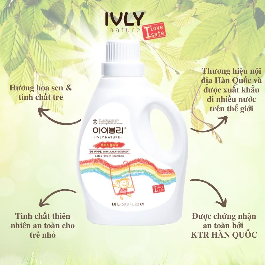 Nước giặt cho bé hữu cơ Hàn Quốc IVLY NATURE hương hoa sen an toàn cho làn da dung tích 1800ml ivly003