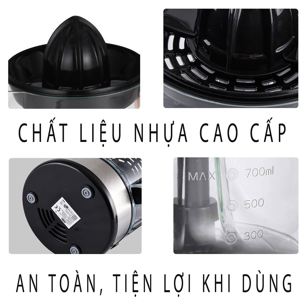 Máy Vắt Cam Inox,  Cao Cấp, Công Suất 45W, Dung Tích 700ml, Độ Bền Cao, Có Khay Ngăn Hột, Lược Xác Tiện Lợi, Tháo Lắp Vệ Sinh Dễ Dàng