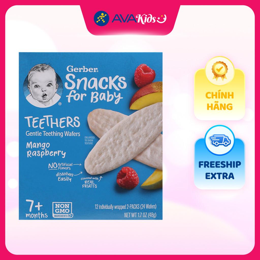 Bánh gạo ăn dặm Gerber Teethers vị xoài, mâm xôi hộp 48g (từ 7 tháng) - Hàng Chính Hãng