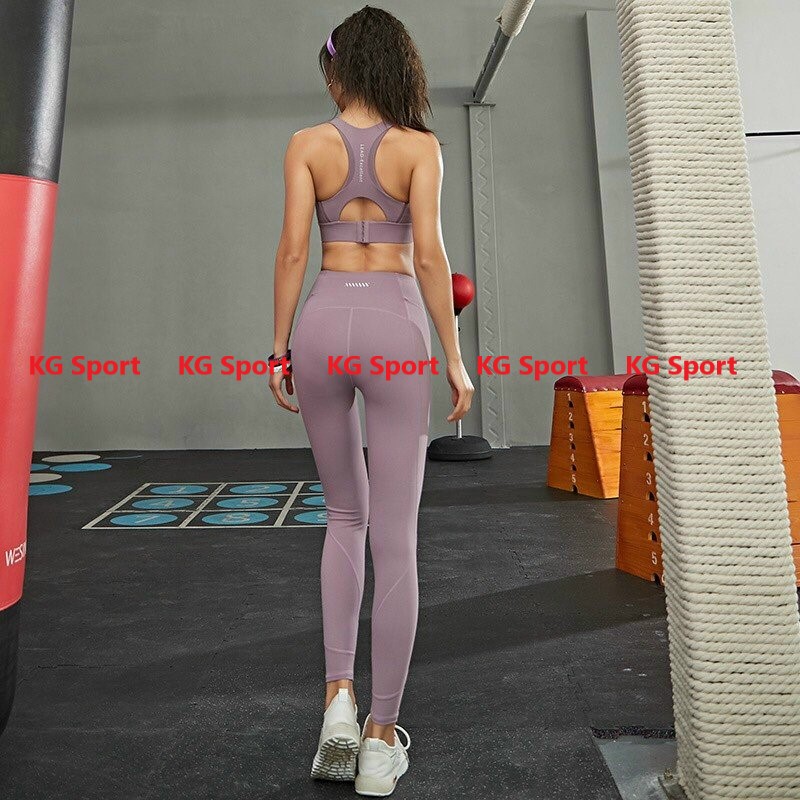 Bộ Quần Áo Tập Gym Tập Yoga Nữ Cao Cấp Áo Bra Khóa Gài Quần Cạp Cao Nâng Mông Tôn Dáng