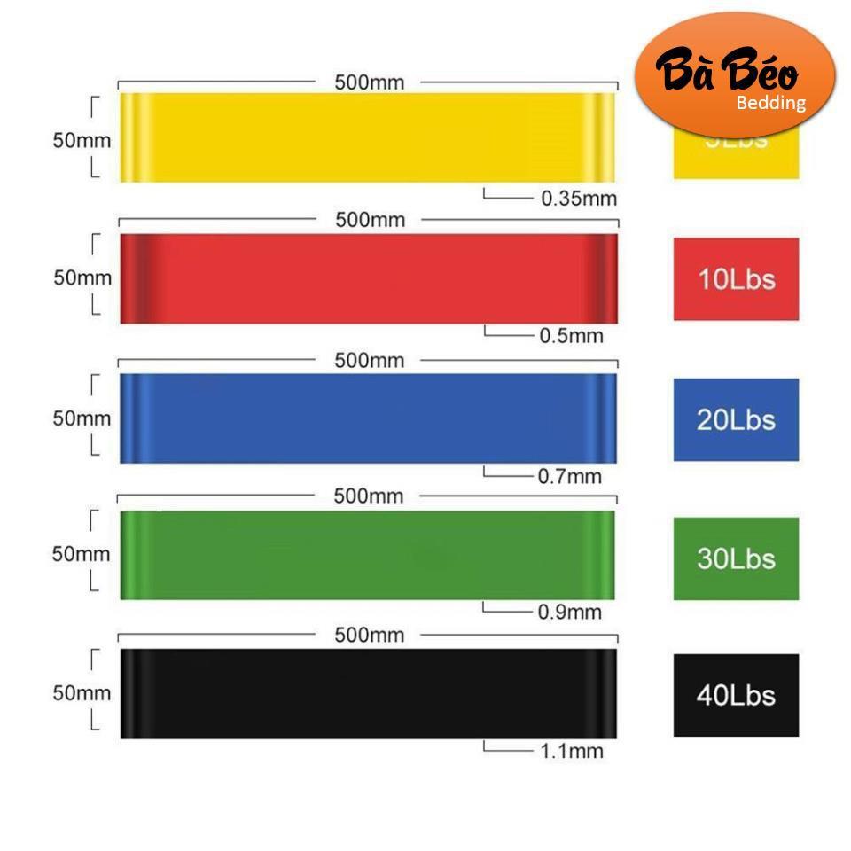 Bộ 5 Dây Đàn Hồi Tập Thể Dục 5 Kích Cỡ