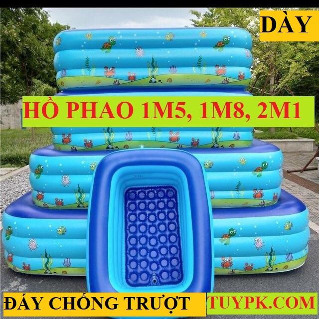 Bể bơi cho bé  Hồ phao 2M1 3 tầng LOẠI DÀY, ĐÁY CHỐNG TRƯỢT, TẶNG BỘ VÁ PHAO