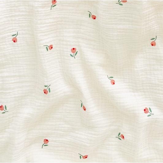 Bộ 4 tấm quây cũi cho bé PETIT BEBE chất liệu muslin họa tiết Tulip êm ái an toàn