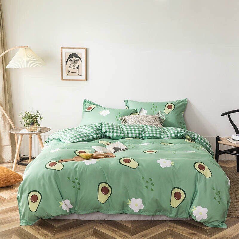 Bộ Chăn Ga Gối 4 Món Vải Cotton Mềm Mại Cao Cấp Họa Tiết Trái Cây CHIPBED030