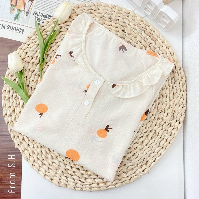 Bộ đồ ngủ nữ bèo dễ thương, bộ đồ pizama có thể mặc như bộ bầu hoặc bộ sau sinh
