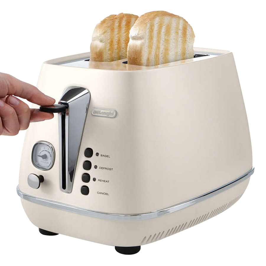 Máy Nướng Bánh Mì Distinta Delonghi CTI 2103.W (900W) - Trắng - Hàng Chính Hãng