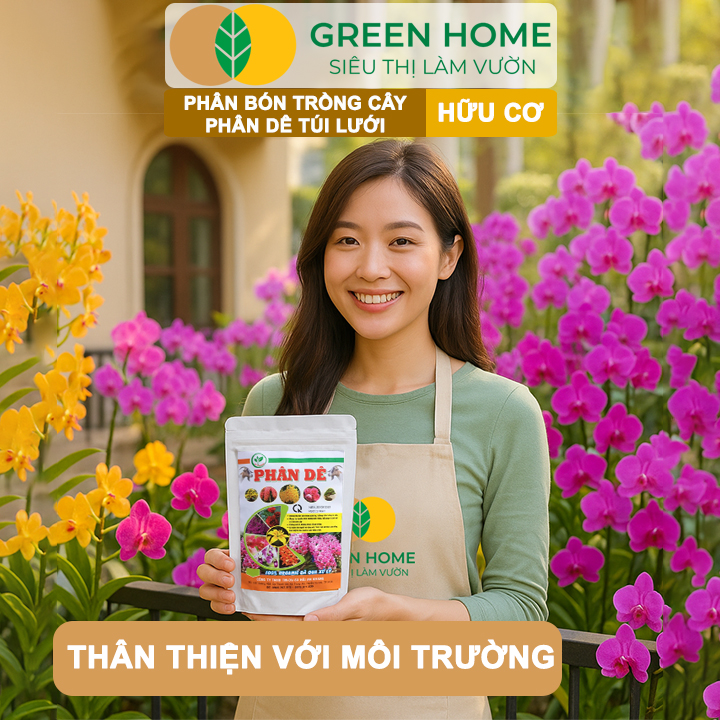 Phân Dê Trồng Lan Greenhome, Túi Lưới Dài 10cm, Đã Qua Xử Lý, Không Mùi, Kích Rễ Phong Lan, Hoa Đậm Màu Lâu Tàn