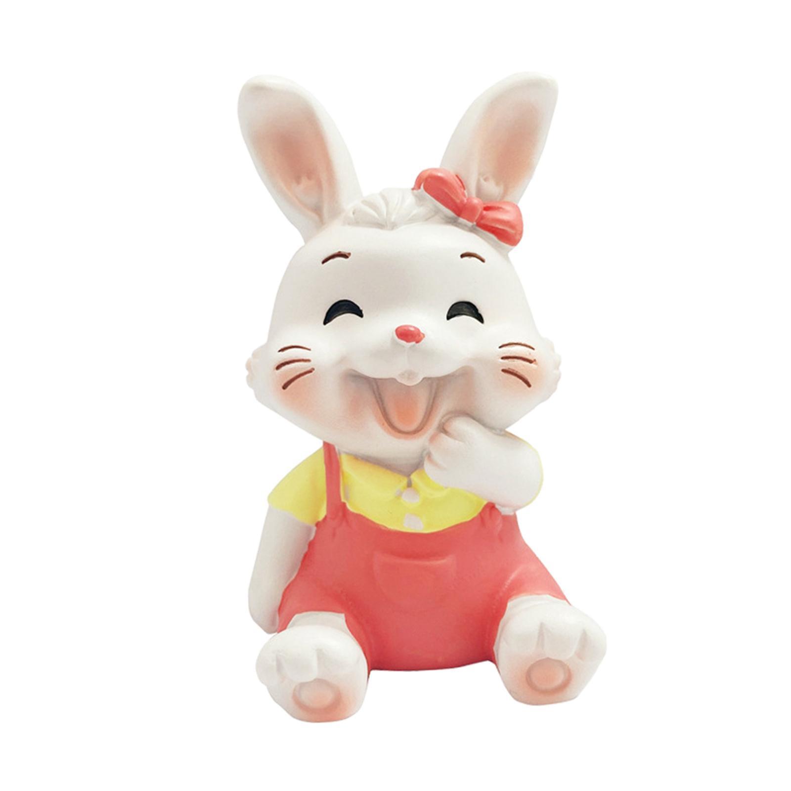 2 Rabbit Statue Animal Figures Art Sculpture for Office