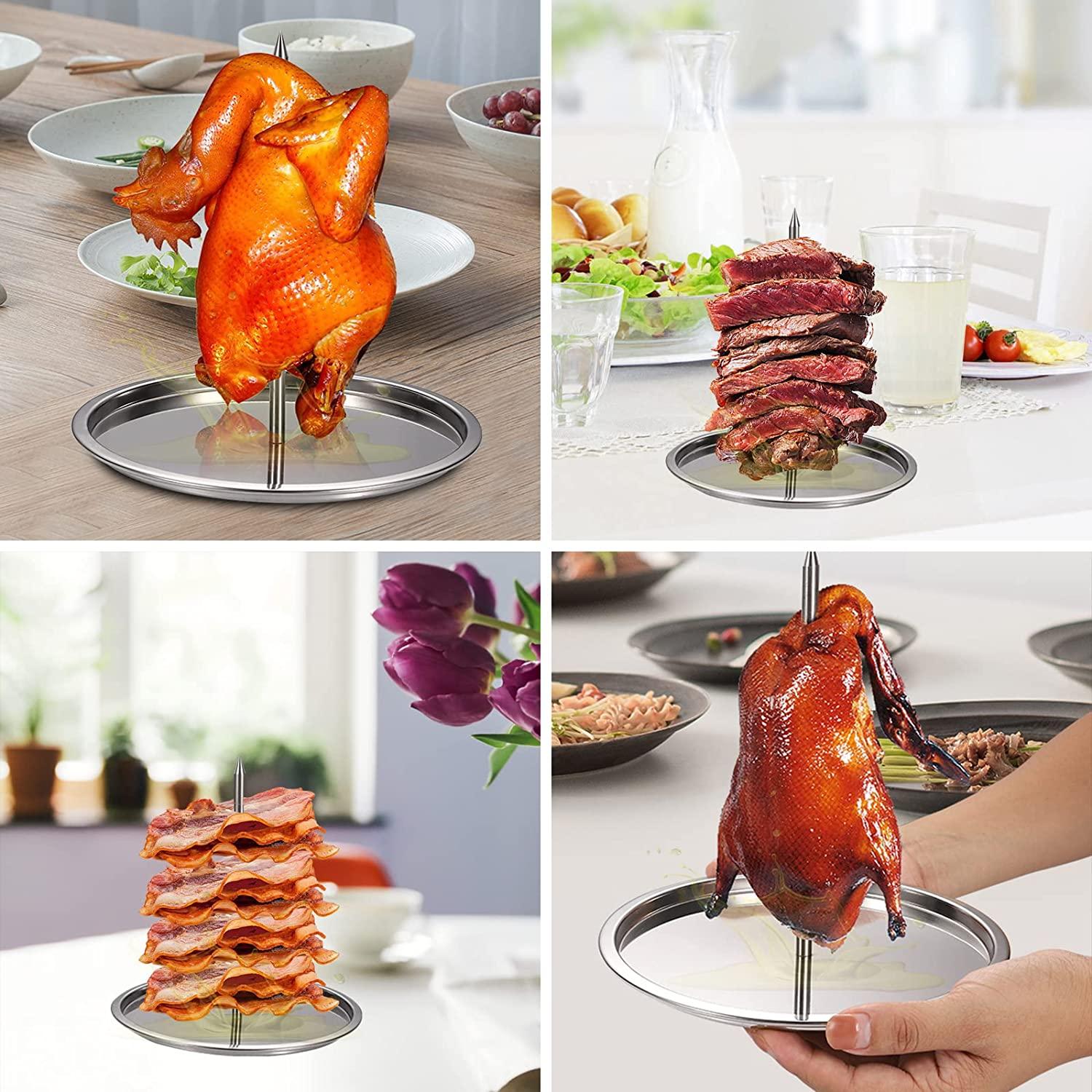Gà bằng thép không gỉ hỗ trợ rang vỉ nướng với gà không có nước với hộp bia cho lò nướng, thịt nướng, bít tết, gà gril
