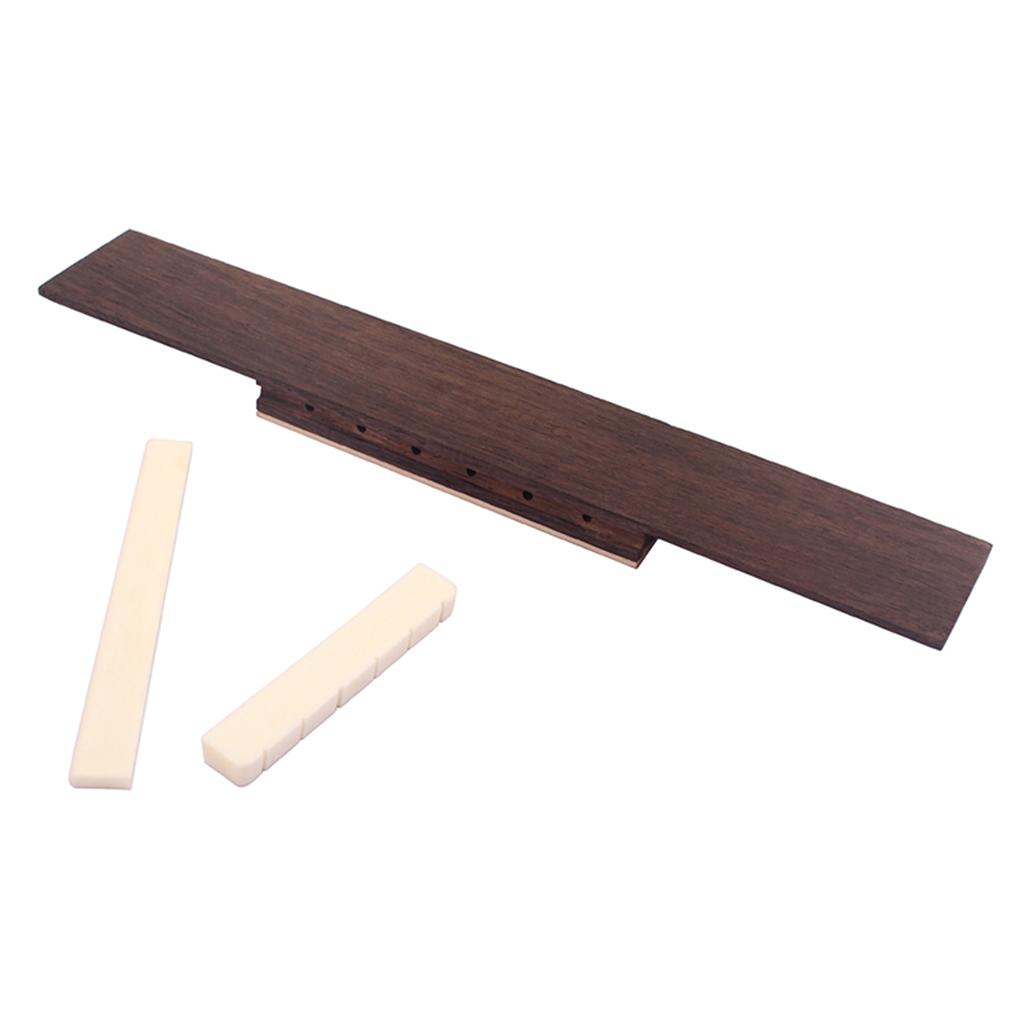 Set of Rosewood Guitar Bridge&Bone Saddle&Bone Nut for Acoustic Guitar Parts