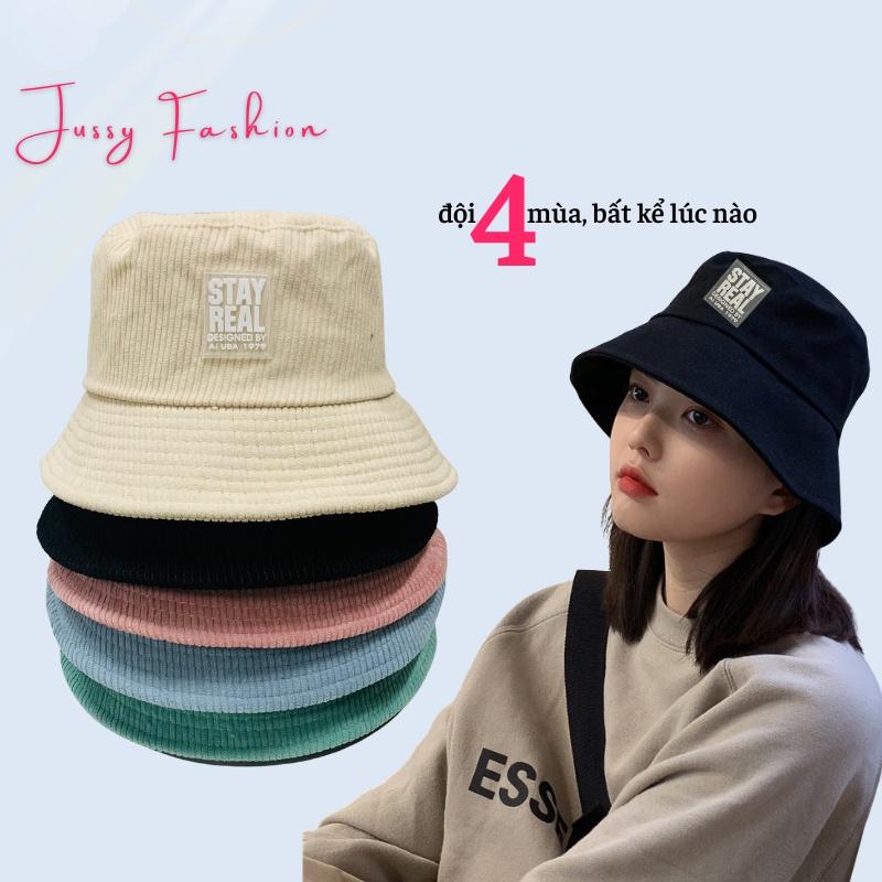 Nón Tai Bèo Nhung Gân Stay Real Jussy Fashion Phong Cách Mũ Bucket Chống Nắng Vành Cụp Unisex Hot Trend