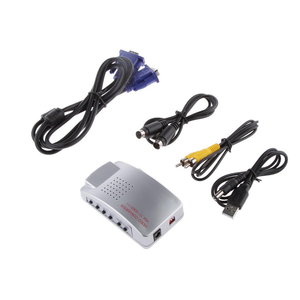 Computer VGA to TV AV Composite Converter Adapter S-Video Box for PC Laptop Mac
