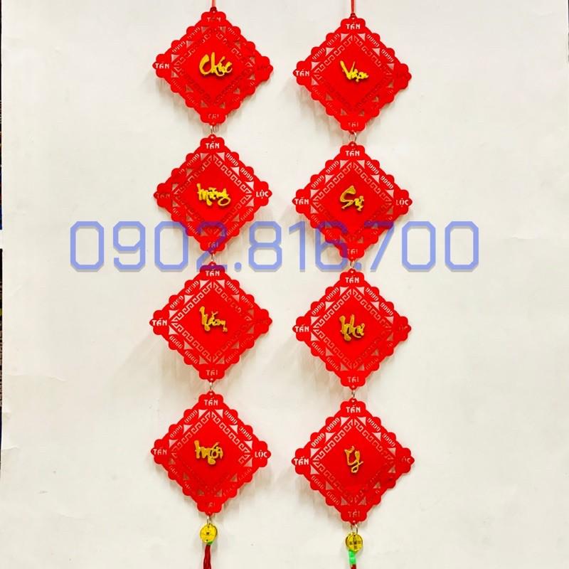 Dây treo nhung đỏ - Liễng nhung đỏ hình vuông - quạt - lồng đèn treo cửa phụ kiện trang trí tết