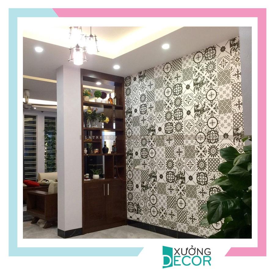 Decal gạch bông dán tường bếp dán kính nhà tắm decor chịu nhiệt dễ lau chùi đề can loại 1 - The coffee Khổ 40x60cm 0008