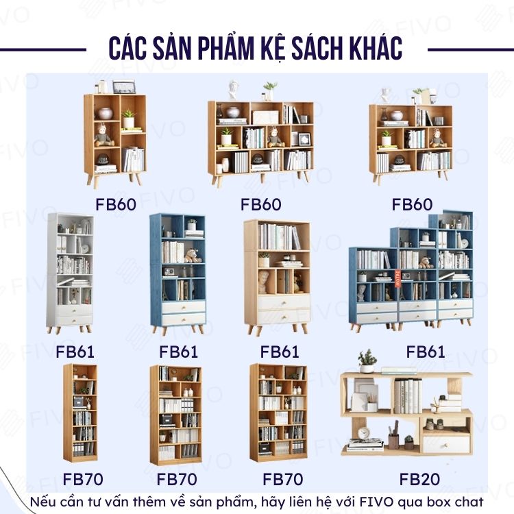 Kệ Tủ Sách Gỗ Để Bàn Đa Năng Thương Hiệu FIVO FB20 Dễ Dàng Lắp Ráp (80 x 20 x 60 cm) - Hàng Chính Hãng