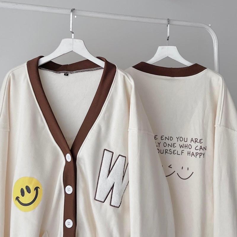 Áo Khoác Cardigan Unisex Form Rộng Xanh Két HAPPY SMILE