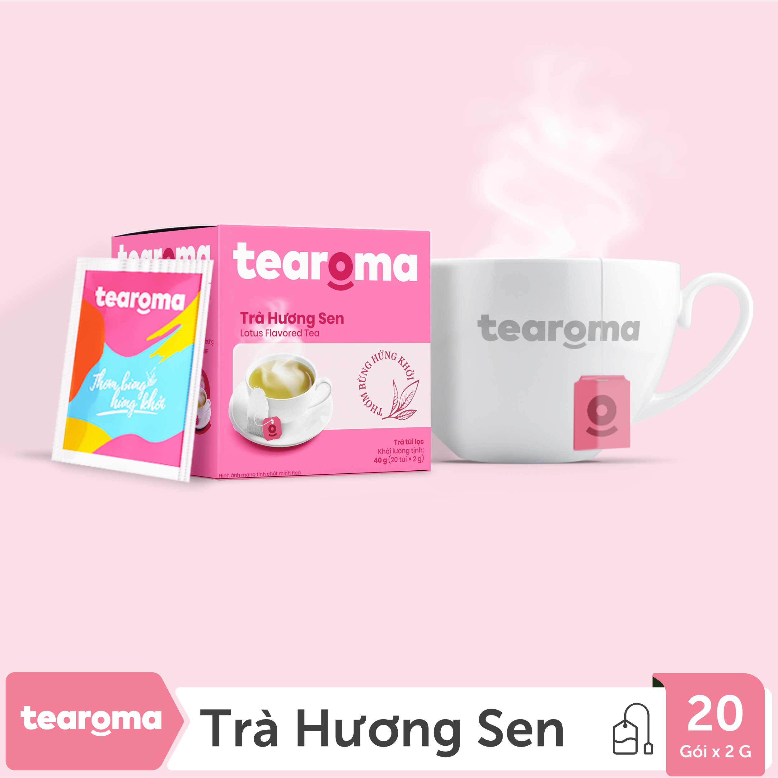 Mua 2 tặng 1 - Trà túi lọc Sen Tearoma (Hộp 20gói x 2gr)