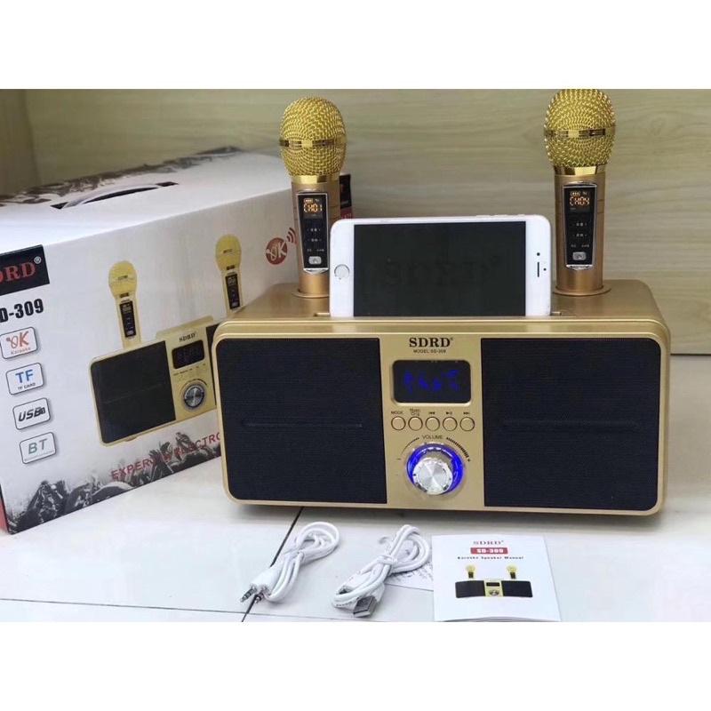 Loa bluetooth Karaoke SDRD SD309 chất lượng , 2 micro UHF, nghe nhạc và karaoke chất lượng Bảo Hành 12 tháng