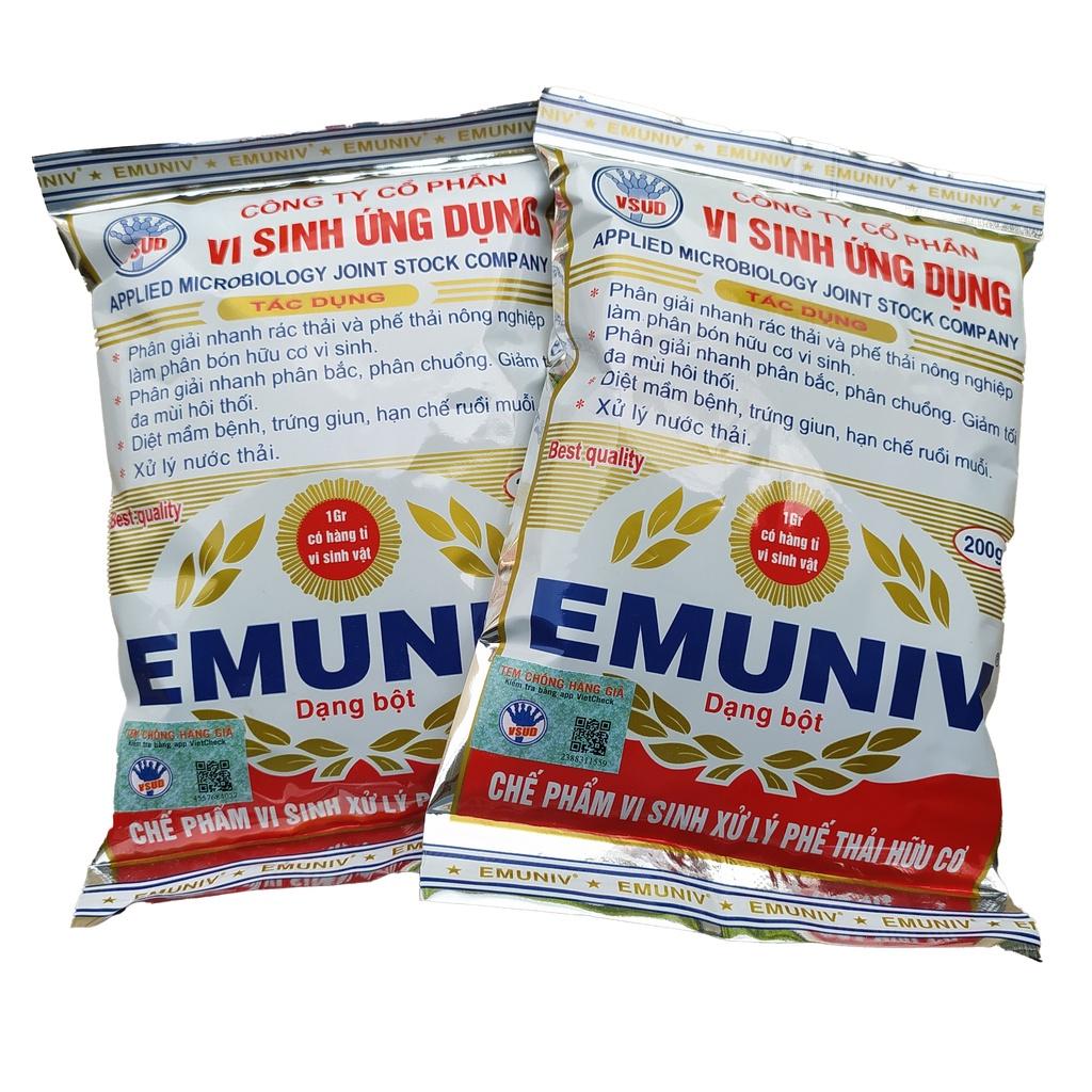 Men vi sinh ủ xử lý chất thải hữu cơ và khử mùi hôi EMUNIV