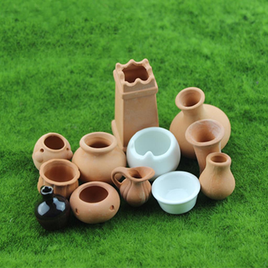 1/12 Ceramic Flower Pot for Dolls House Garden Plant Room Decor Accessory #B