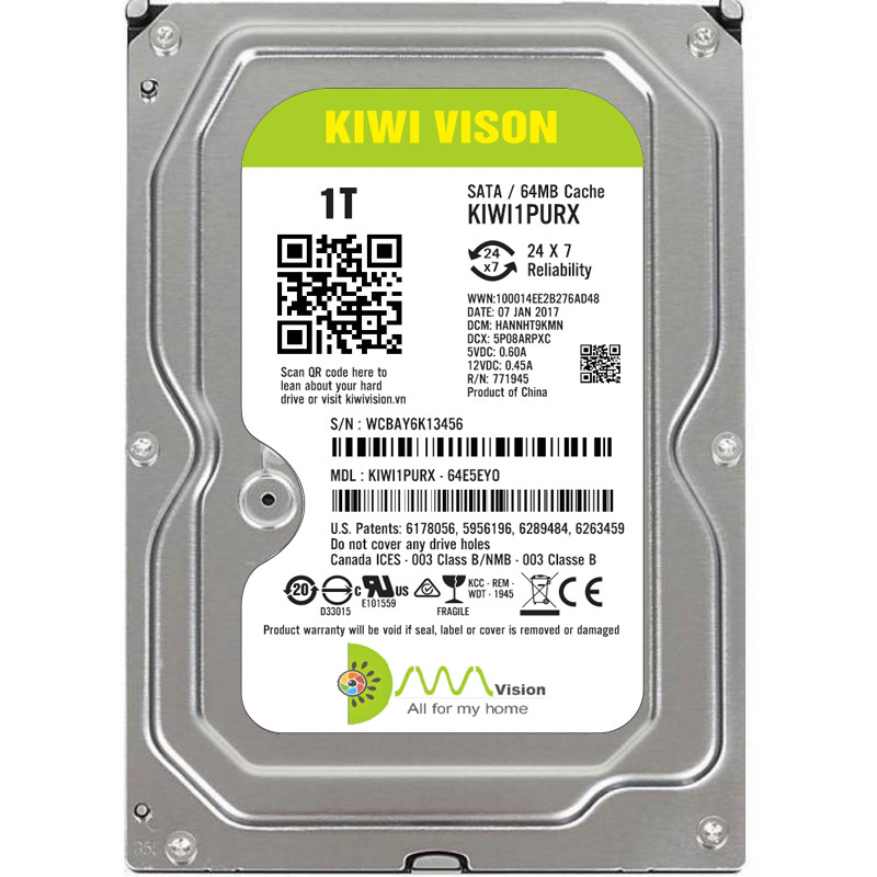 Ổ cứng HDD KIWI VISION 1TB SATA 3 - Hàng chính hãng