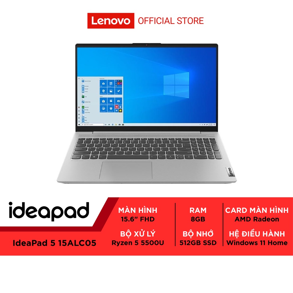 Laptop Lenovo IdeaPad 5 15ALC05 82LN00CEVN R5-5500U|8GB|512GB|AMD Radeon|15.6'' - Hàng chính hãng