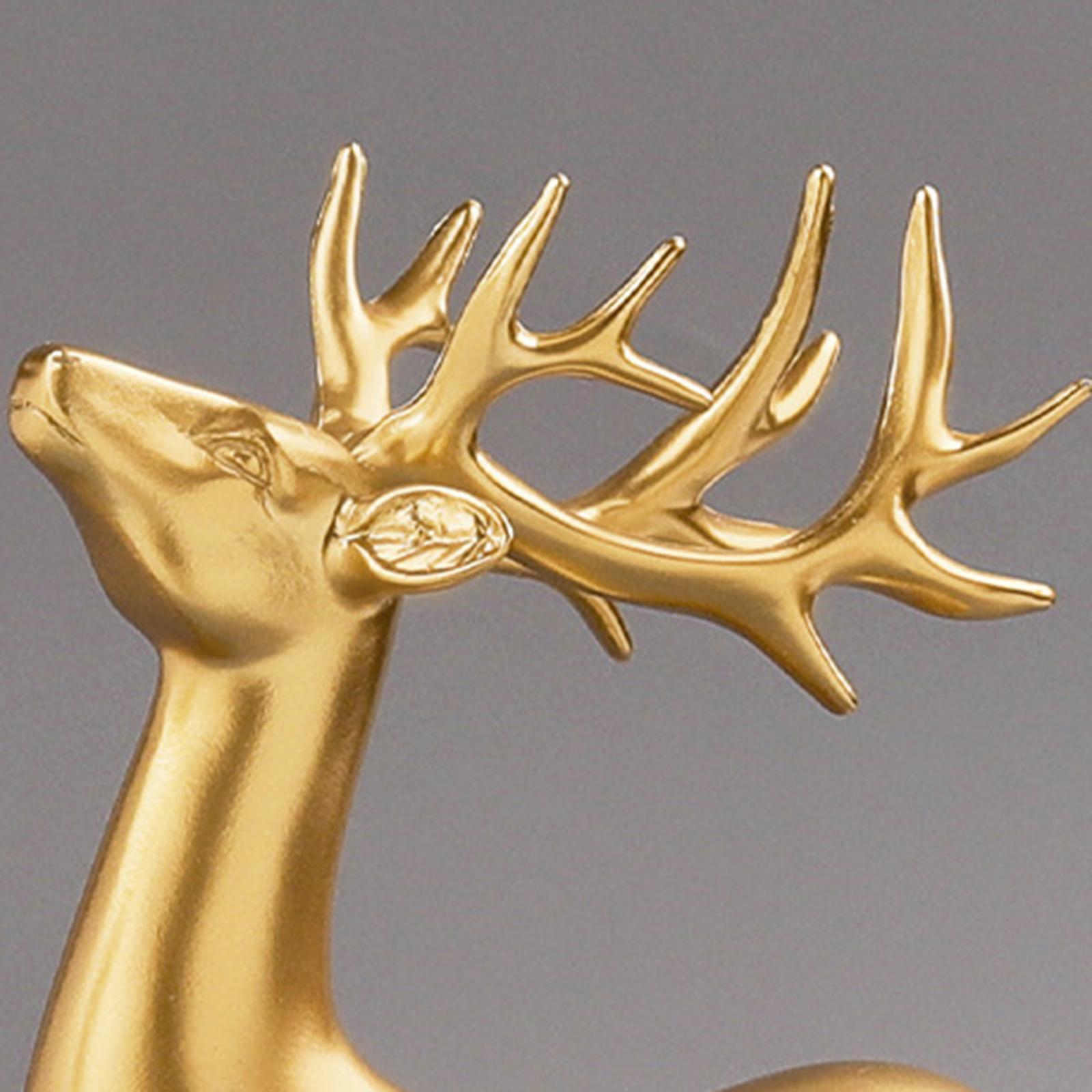 2Pcs Modern Deer Statue Resin Figurine Sculpture Craft for Tabletop Home Bookcase Living Room Decoration