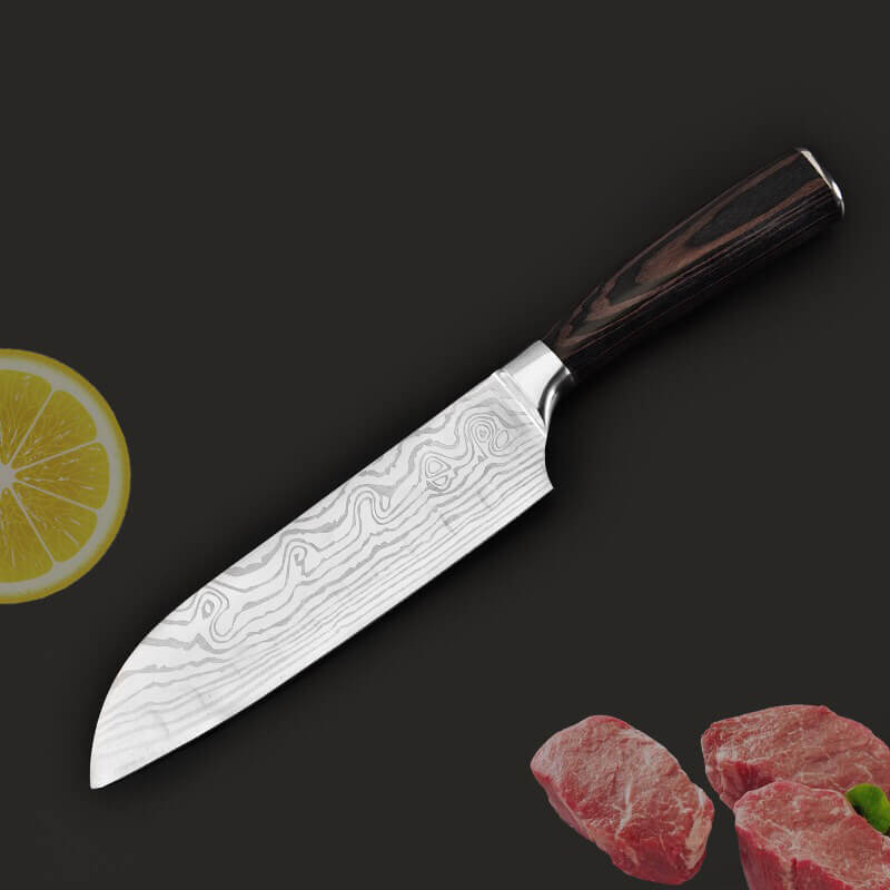 DAO BẾP NHẬT SANTOKU THÉP DAMASCUS MÃ ADT116