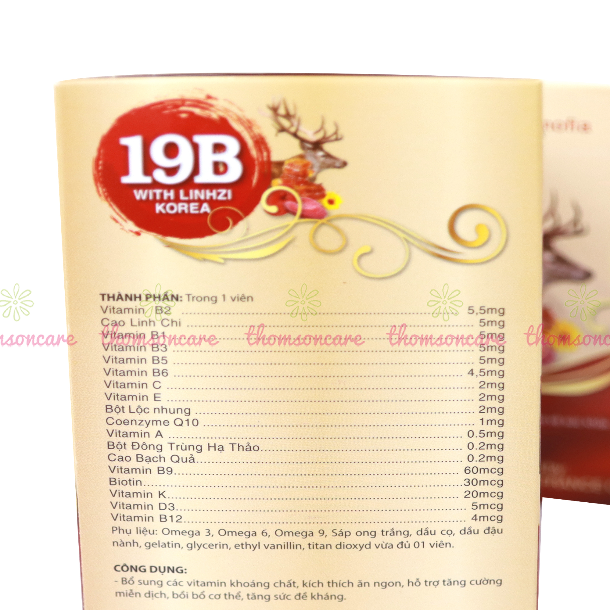 Combo giúp ăn ngon, tăng cân viên uống 19B đỏ With Linhzi và Kẽm DHC 30v, tăng đề kháng, bổ sung vitamin kích thích ăn ngon và bổ sung thêm kẽm Thomsoncare