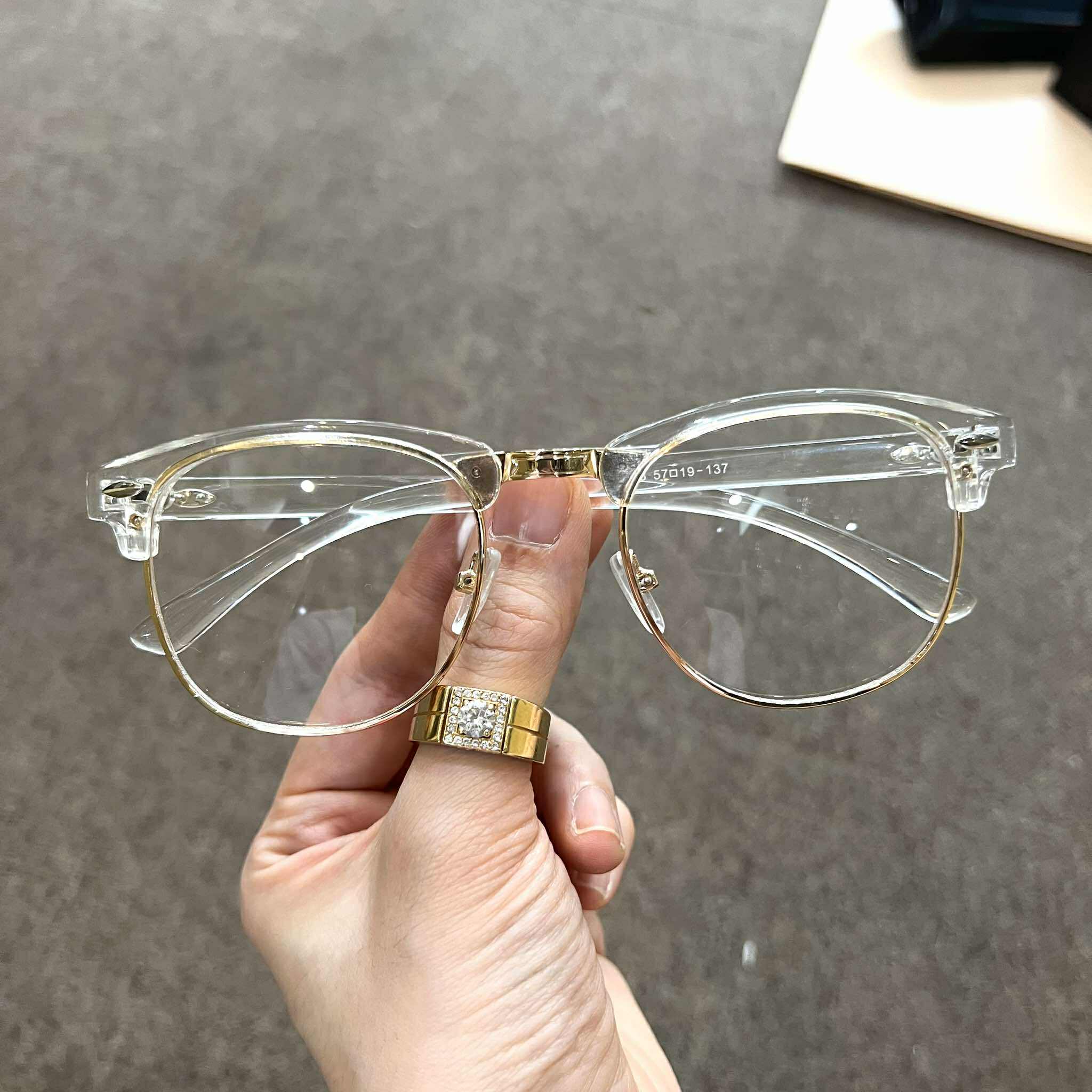Kính thời trang Trong suốt dáng nửa viền cổ điển