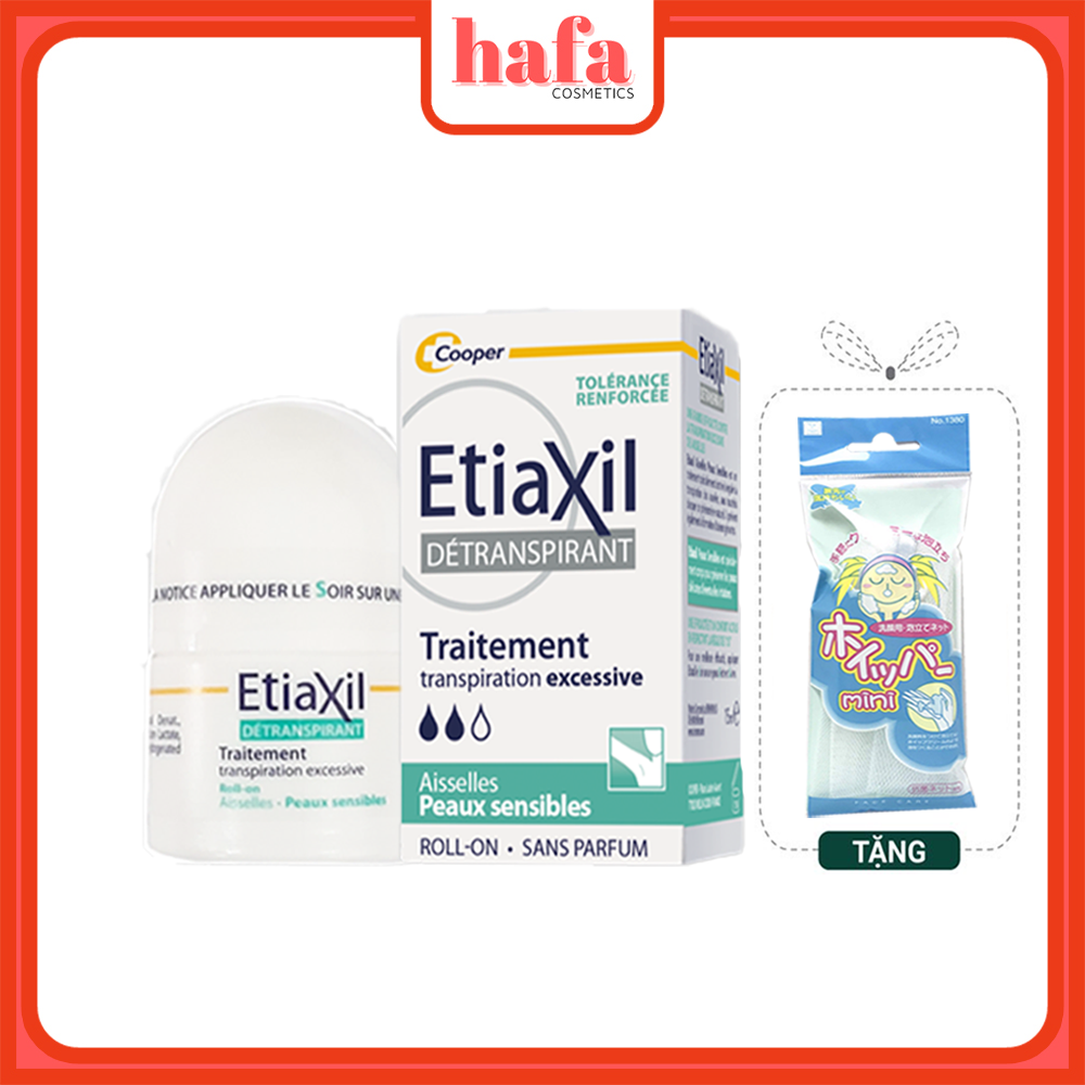 Lăn Khử Mùi Etiaxil Détranspirant Traitement Aisselles Peaux Sensibles 15ml (Dành cho da hỗn hợp, da nhạy cảm) + Tặng 1 Lưới Tạo Bọt Rửa Mặt