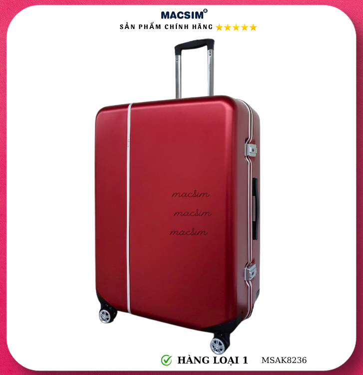 Vali cao cấp Macsim Aksen hàng loại 1 MSAK8236 cỡ 28 inch màu đỏ