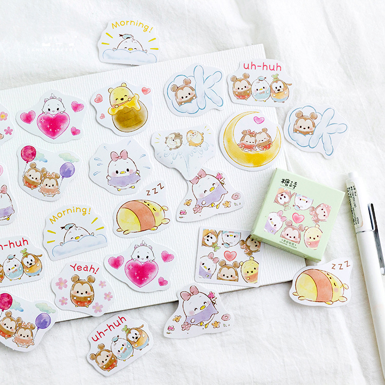 Sticker chủ đề Tsum Tsum - Hộp 45 miếng dán trang trí sổ tay Bullet Journal - M129