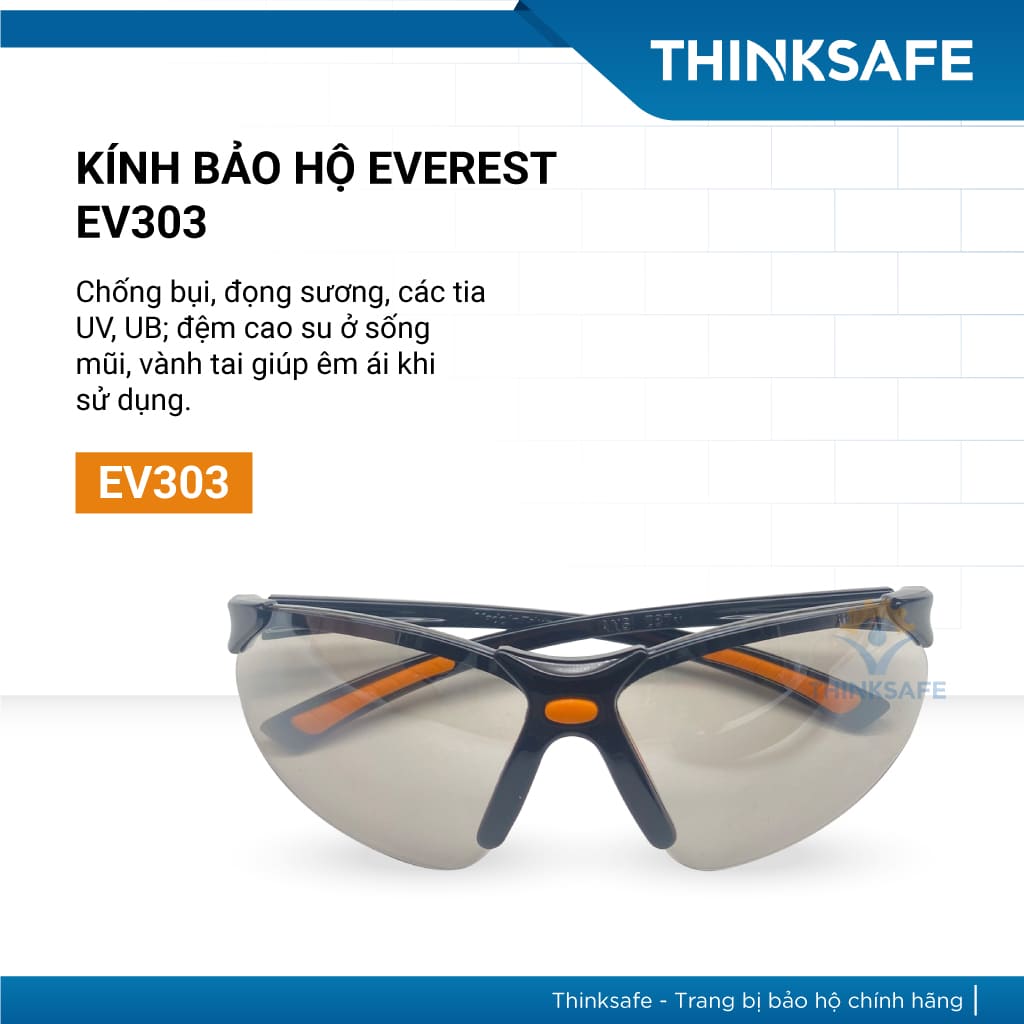 Kính bảo hộ Everest EV303 kính chống bụi, chống trầy xước, chống tia UV-UB, chống đọng sương