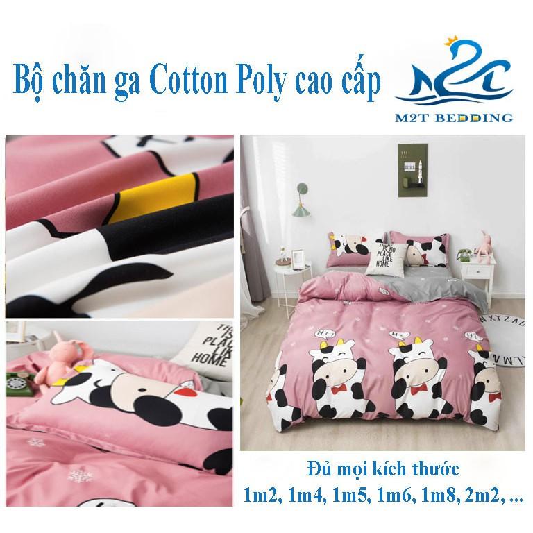 Bộ chăn ga gối drap Cotton Poly M2T bedding chăn ga Hàn Quốc miễn phí bo chun drap ga giường - Những chú bò