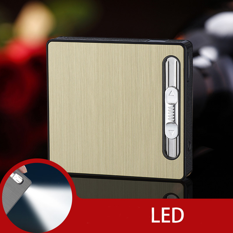 Bật Lửa Điện Kiêm Hộp Đựng Thuốc 20 Điếu Có Đèn Pin - Sạc Điện