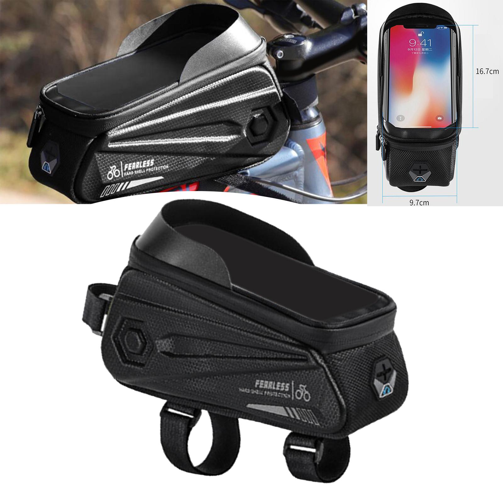 Bicycle Front Frame Bag Top Tube Crossbar Pouch Touch Screen Black