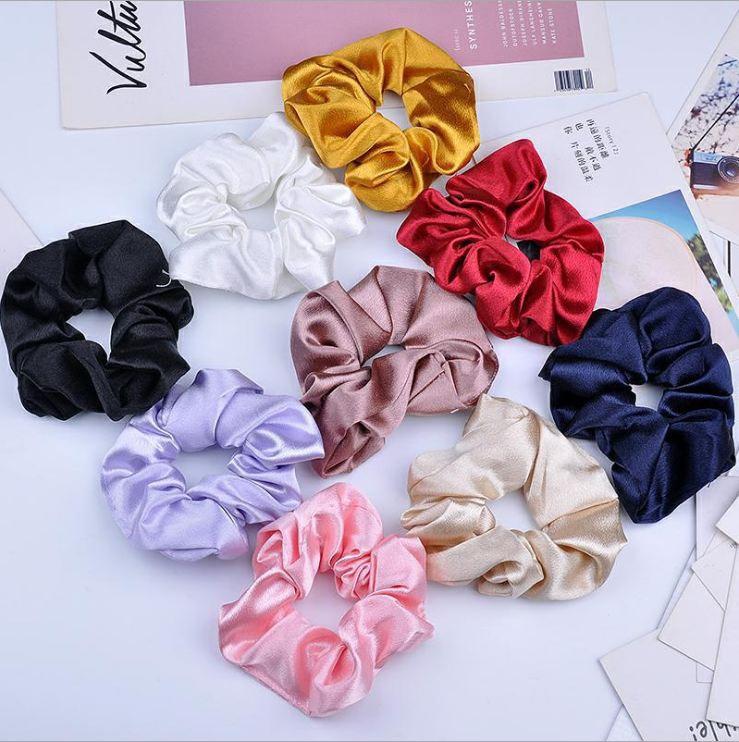 Combo 2 Dây Chun Buộc Tóc Scrunchies Vải Lụa Xinh Xắn (màu ngẫu nhiên)