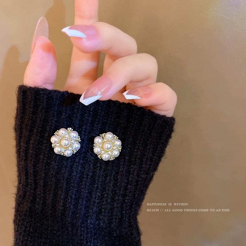 Khuyên tai bông tai nữ dự tiệc tròn hạt trai cân xứng đẹp Ring House