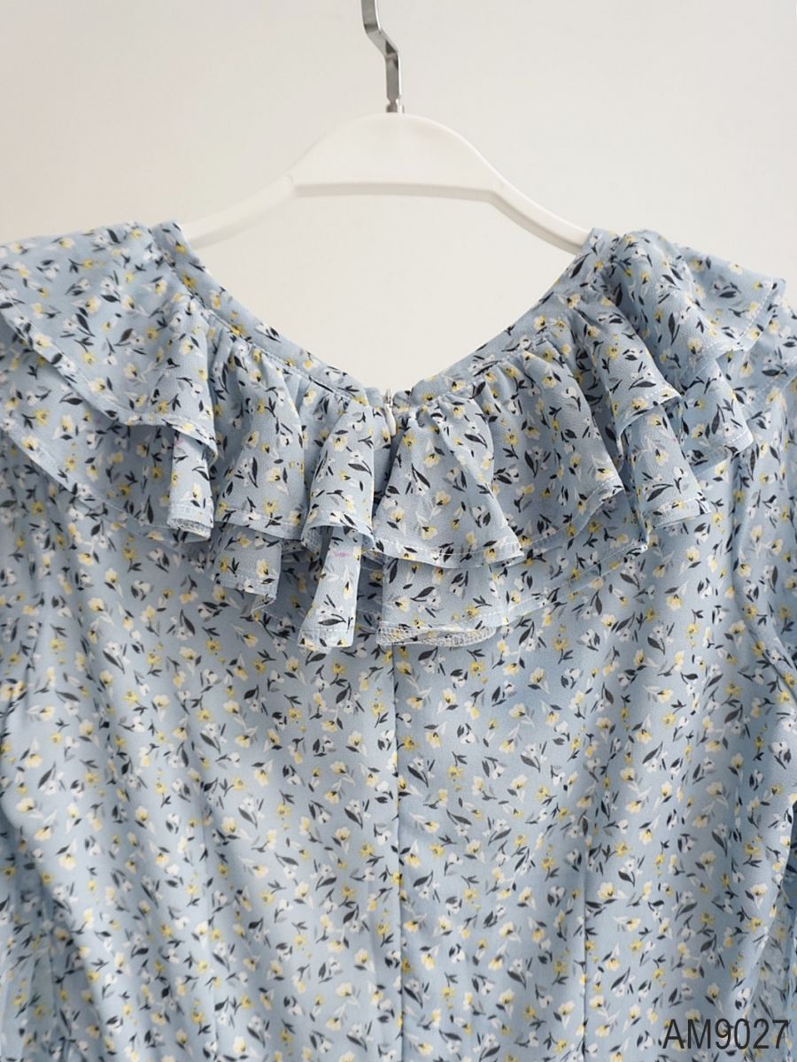 Đầm xòe midi Nữ hoa nhí tay dài OvanMade AM9027