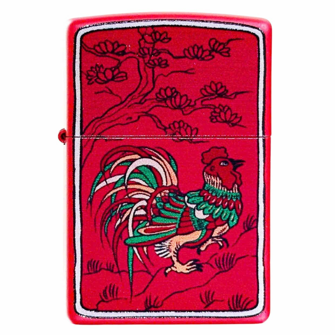 Bật lửa Zippo Year of the Rooster - Phiên Bản 12 Con Giáp (Tuổi Dậu) Thiết Kế Việt Nam, Sơn Tĩnh Điện Đỏ May Mắn Chính Hãng