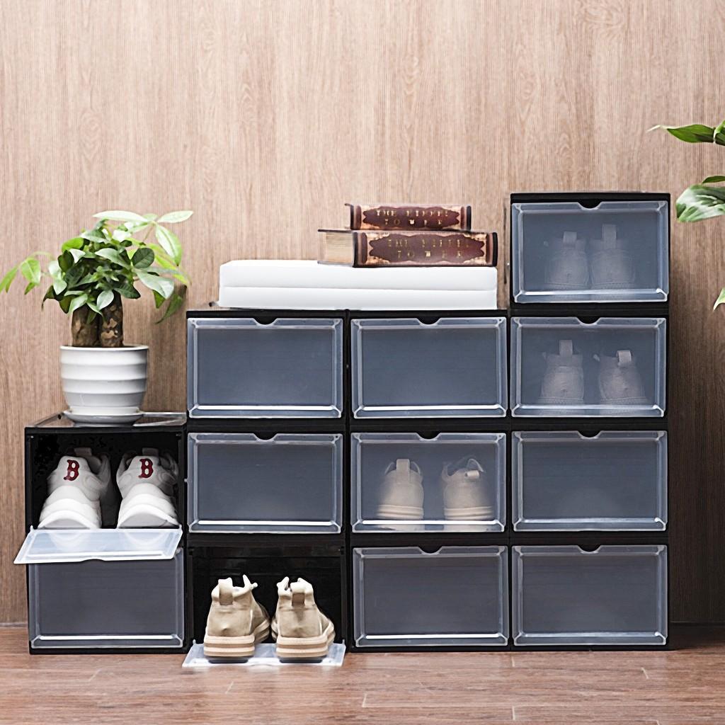 Hộp Đựng Giày Xịn Nhựa Cứng Nắp Nam Châm, Cửa Nhựa Mờ Lắp Ráp Thông Minh