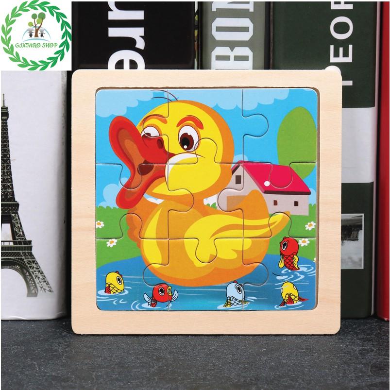 Đồ chơi xếp hình chất lượng cao puzzle , Bộ xếp hình bằng gỗ 9 miếng đa dạng hình ảnh GINTARO SHOP