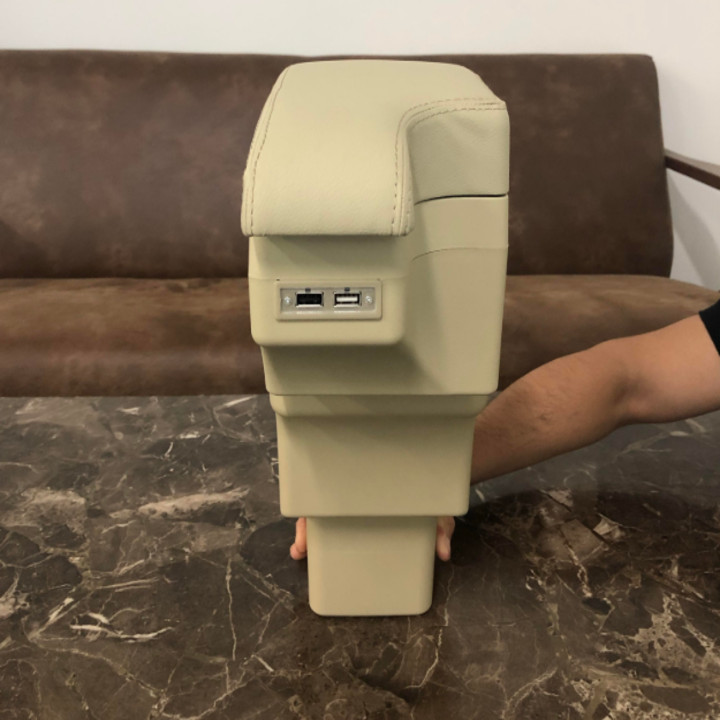 Hộp tỳ tay ô tô, xe hơi cao cấp dùng cho xe Hyundai i10 tích hợp 6 cổng USB (Mã SUSB-i10)