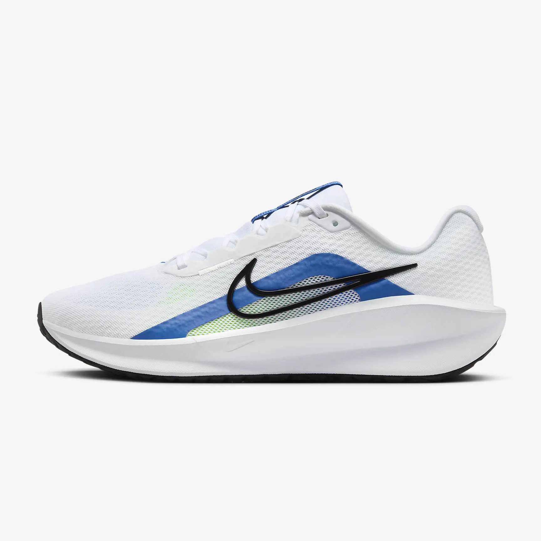 Giày chạy bộ nam NIKE DOWNSHIFTER 13 - WHITE/BLACK-STAR BLUE-GREEN STRIKE - 8 US