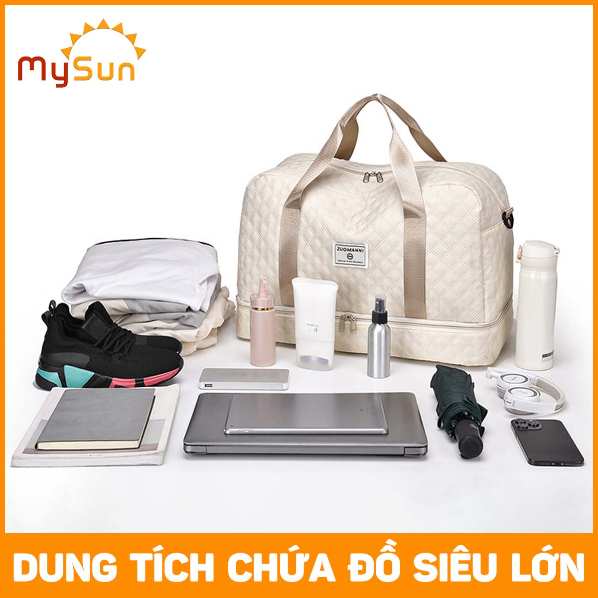 Túi du lịch 2 tầng chống nước cỡ lớn xác tay siêu nhẹ cho nam nữ chính hãng MySun Zoumani